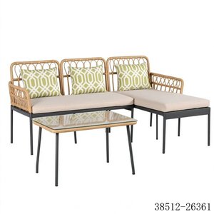 Conjunto de Muebles de Jardín de Ratán Contemporáneo de 2 Plazas, Resistentes a la Intemperie, con Estructura Metálica 38512-26360 - Product Image 3