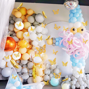 Décoration murale papillon 3D 48 pièces décorations papillon dorées autocollants amovibles pour fêtes d'anniversaire fournitures pour la maison - Product Image 3