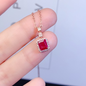 Rubí Natural de 5x6 mm, Joyería de Rubí Natural, Gema Natural Pura, Collar con Colgante de Plata de Ley 925 - Product Image 3