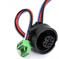Kabel Harness Terminal Blok Hijau dengan Soket Bundar 4-Pin Kustom, Kabel Harness Multi-Warna untuk Sensor Industri & Otomotif
