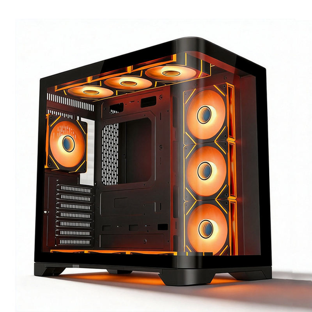 E ATX Gaming Computer Case Panoramic Tempered Glass for Water Cooling System Support ARGB Fan Wholesale