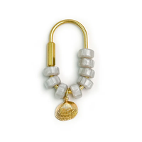 Porte-clés et breloque de sac à main en forme de coquillage perlé coloré, avec anneau en D en U et pendentif coquillage métallique, pour la décoration de sacs à main et de sacs.