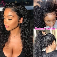 FH HD Perruque Lace Frontal Blanchis Petits Noeuds 13x4 Swiss HD Lace Kinky Curly Perruque Lace Front de cheveux humains