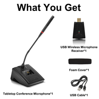 Microphone de bureau à condensateur QU7 col de cygne USB sans fil UHF pour les réunions et les discours d'enseignement en métal durable