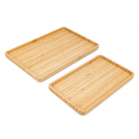Assiettes rectangulaires en bambou de luxe de haute qualité pour le service alimentaire, plateau de service en bois