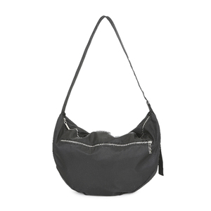 Sac à main en nylon léger K-Fashion noir encre avec motif froissé et détails à œillets, bandoulière pour usage quotidien - Product Image 6