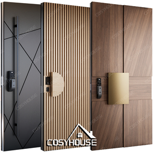 ประตูไม้บานพับแบบโมเดิร์น ประตูไม้เนื้อแข็งสำหรับทางเข้าบ้านหรู - Product Image 3