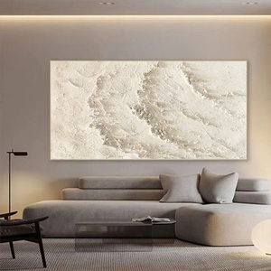 Peinture murale 3D à l'huile de <span class=keywords><strong>plage</strong></span> blanche, peinture texturée d'ondes océaniques, peinture Wabi Sabi pour salon, décoration, cadeau pour l'emménagement - Product Image 1