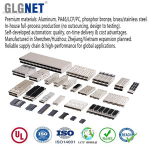 GLGNET ODM SFP+ Cage 1x2 1x1 1x3 1x4 1x6 Compatible con Pulse SFP28 Integrado / Conector RoHS Equipo <span class=keywords><strong>de</strong></span> Fibra Óptica Plateado - Product Image 3