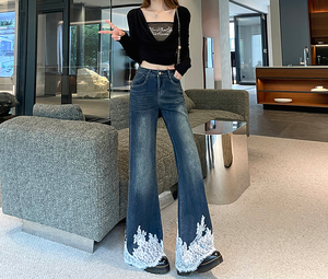 Jean <span class=keywords><strong>Femme</strong></span> Jambe Droite Stretch Denim Décontracté Bleu Noir Automne Bureau Trajet Grossiste <span class=keywords><strong>Pantalon</strong></span> - Product Image 4