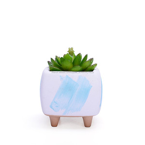 Blanc Céramique Pots Succulents Mignon Planteur <span class=keywords><strong>De</strong></span> Cactus Avec Jambes Petits Conteneurs D'usines <span class=keywords><strong>De</strong></span> Fleurs pour La Décoration In - Product Image 4