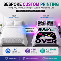 Set Sprei Gaming 3-Piece, Set Sprei Microfiber Motif Gamepad dengan Ritsleting & Tali Pengikat di Sudut untuk Kamar Tidur Remaja Laki-laki