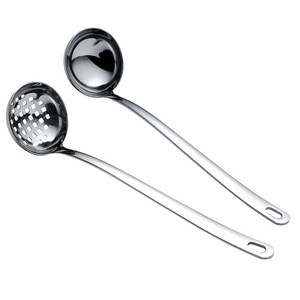 304 Stainless Steel Soup Ladle And Slotted Spoon Set Heavy Duty Heat Resistant Kitchen Serving Spoons For Hot Pot Cooking - Product Image 5
