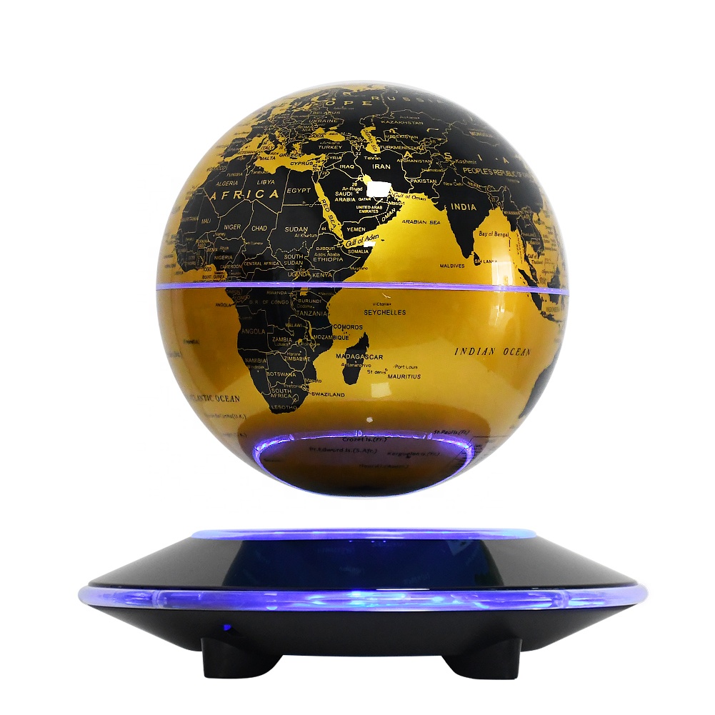 Base noire - Éclairage couleur globe doré
