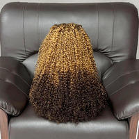 Perruques en cheveux humains vietnamiens Super Double Drawn à livraison rapide, 18 pouces, couleur ombrée, bouclées Pixie, sans colle, avec dentelle HD complète