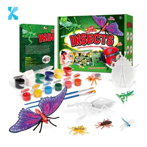 Kit de brinquedos de borboleta para mão, modelo educacional personalizado, kits de tinta em haste, insetos, arte e artesanato, desenho faça você mesmo, kits de brinquedos de borboleta