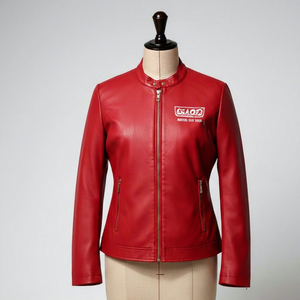 Delta |   Sigma |   Chaqueta de cuero roja premium de la hermandad Theta DST con letras griegas para miembros de la fraternidad, chaqueta para mujer - Product Image 1