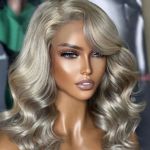 Pelucas de cabello humano con flequillo, pelo Remy joven, de Color oscuro, con encaje Frontal hd, estilo bonito - Product Image 1