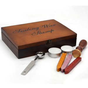 Sáp Dính Muỗng Quà Tặng Xử Lý Kim Loại Retro Wax <span class=keywords><strong>Seal</strong></span> Stamp Kit Trong Bằng Gỗ Hộp Set - Product Image 5