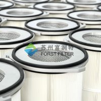 Filtre à air cylindrique à cartouche en polyester à trois attaches Venturi pour collecteur de poussière industriel, efficacité de 99,5 % et porosité de 0,5 m