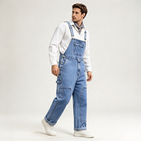 Salopette en jean pratique bleu moyen coupe droite – Idéale pour les sorties en ville et le style quotidien