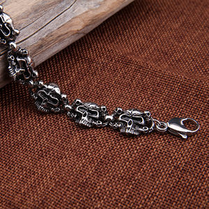 Pulsera de calavera gruesa para hombre, brazalete de Color hecho a mano, PUNK, gótico, delicado, regalo para novio - Product Image 4