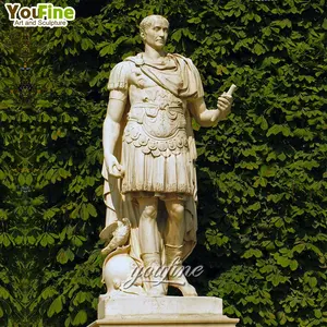 Intagliato a mano a Grandezza naturale Marmo Giulio Cesare Statua
