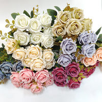 Bouquets de roses artificielles en soie pour décoration de mariage Bouquet de roses à 7 têtes Fleurs florales pour décoration de mariage