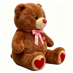 Customized Valentine teddy <b>bear</b>, brown heart <b>bear</b> plush, love stuffed animal, <b>pink</b> bow teddy <b>bear</b>, romantic gift plush - Product Image 4