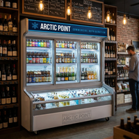 Table de buffet à double température pour la présentation d'aliments froids, réfrigérateur commercial pour boissons, idéal pour les supermarchés.