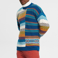 Pull en laine et viscose pour homme, design tendance, rayures colorées, personnalisable, vente en gros, manches longues, chaud, hiver