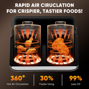 Freidora de Aire Digital Cuadrada de 8L con Doble Cesta y 2 Cestas Independientes de 4L, 10 Preajustes, Ventana Visual, Cocción de Doble Zona para RV y Familias - Product Image 4