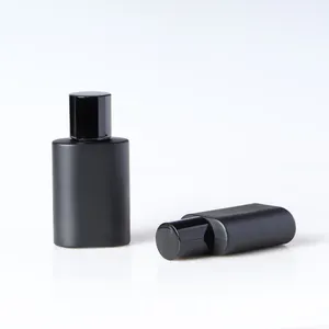 50ml Popular Empty Crimp Neck Fashion Matte Black Round Side Glass Perfume Bottle With Lid