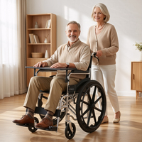 Fauteuil roulant pliable autopropulsé CareMoving en acier au carbone, avec coussin de siège respirant et souple, roues monobloc de 24 pouces, frein à main et plateau