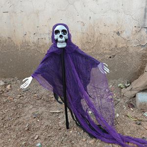 Decoración de Halloween, Calavera Morada, Esqueleto, Lámina de Plástico de 80x50cm, Accesorio para Fiesta, Decoración de Casa Embrujada - Product Image 2