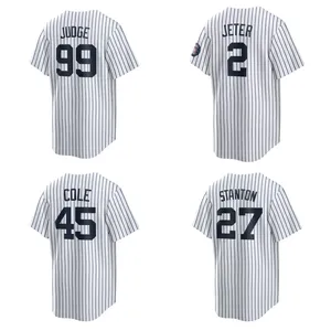 Beste Kwaliteit Amerikaans Honkbal Heren Trui Amerikaans Honkbal Uniform #99 Juoge #2 Jeter #45 Cole #27 Stanton