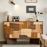 Commode à 6 tiroirs en bois massif de style mid-century, armoire de rangement murale de style artistique original pour salon