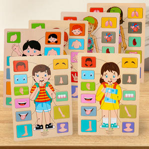 Jouet éducatif en bois, puzzles corporels, jouet de reconnaissance de la structure <span class=keywords><strong>du</strong></span> corps, entraînement à la pensée, jouet cognitif sur les organes humains pour enfants - Product Image 2