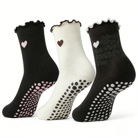 Calcetines de punto antideslizantes para Pilates y Yoga, de compresión, con volantes, de Spandex/Poliéster/Algodón, con agarre Qiying y puño elástico para trampolín