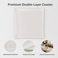 Sous-verre Off-White avec bordure brodée, tapis à double couche pour boissons, idéal pour hôtels, restaurants et cafés