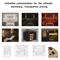 Sauna de Madera para Exteriores con Techo a Dos Aguas, con Potencia Ajustable y Voltaje Amplio, Sauna Exterior Personalizada con Estructura en A
