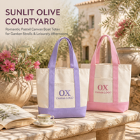 Sac fourre-tout en toile brodé personnalisé, sac à main pastel avec poche avant pour femme, voyage, plage, été, shopping