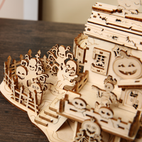 Vente en gros de puzzles 3D en bois pour adultes, puzzle 3D en bois Maison hantée, cadeau créatif pour Halloween