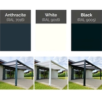 Pergola de terrasse en aluminium thermolaqué, toit en polycarbonate transparent, abri de jardin extérieur