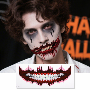 Halloween <span class=keywords><strong>horreur</strong></span> <span class=keywords><strong>Thriller</strong></span> corps Art démon grande bouche temporaire tatouage autocollant transfert d'eau impression étanche pour la décoration - Product Image 6