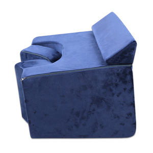 U Shape Reading Pillow Blue Cotton Foldable For Living Room Bedroom Outdoor Stress Relief Comfortable <b>Support</b> - Product Image 3