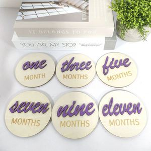 Proveedor de Accesorios para Fotos de Baby Shower Estilo Boho, Discos de Madera Grabados Ecológicos para Registrar el Crecimiento Mensual de Recién Nacidos, Dropshipping - Product Image 1