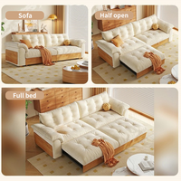 Canapé-lit pliable 3 places en tissu de lin moderne nuage double 3 places design 3-en-1 pour la chambre ou l'école avec lit gigogne