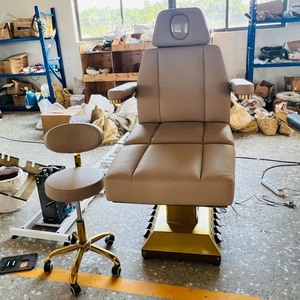 Gouden Luxe Roestvrijstalen Basis Met Voetbediening Elektrische Schoonheidsmassage <span class=keywords><strong>Bed</strong></span> 3/4 Motor Gezichtsbed Voor Schoonheidssalon