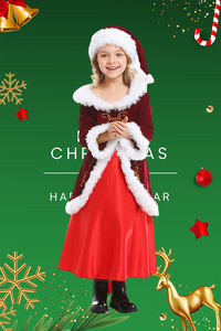 Disfraz rojo de Navidad para niña Sra. Claus con vestido y sombrero Género de TV y películas - Product Image 3